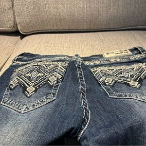 Grace Blue Straight Leg Jeans with Contrast Stitching